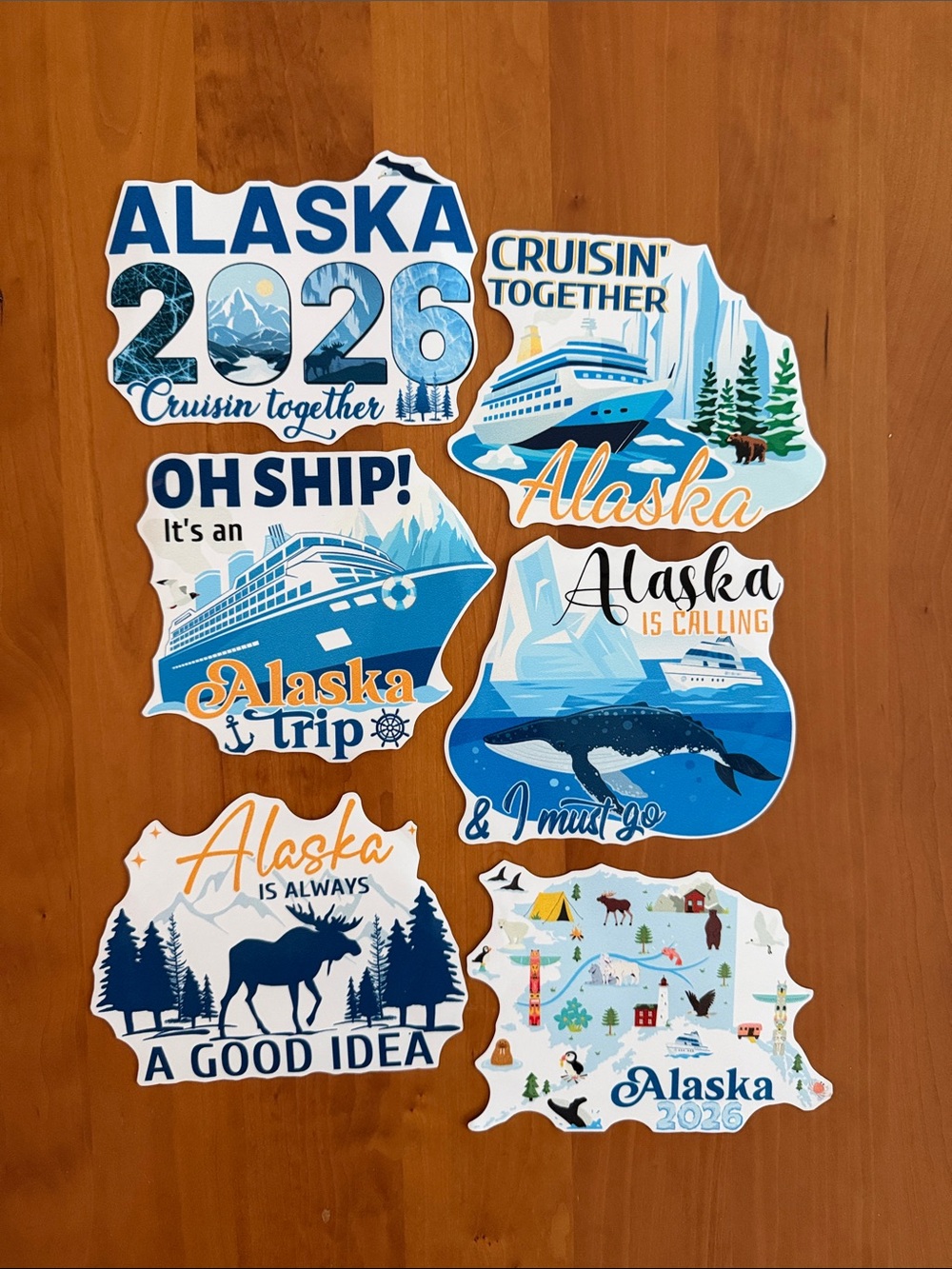 Alaska Cruise Magnet Pack • 6 pieces • New in Package • 2026 Alaska Travel Theme